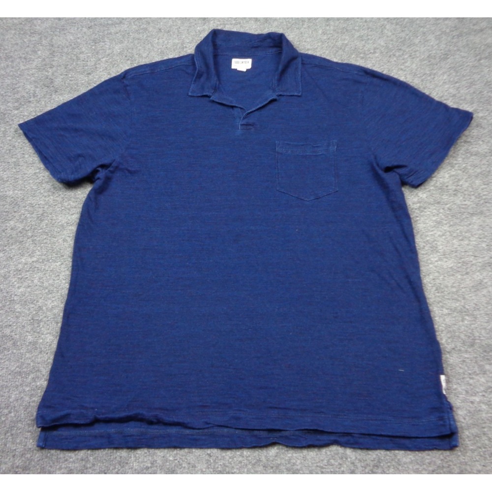 Todd Snyder Montauk Polo Shirt Open Weave Mesh Mens XL Nylon Cotton Blue